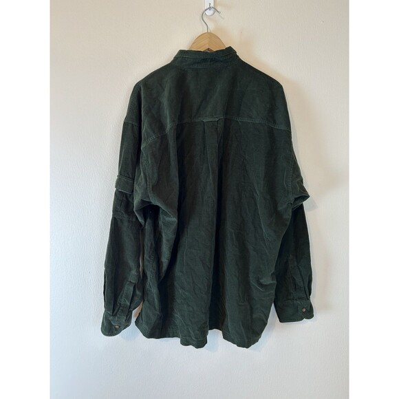 Vintage Chaps Ralph Lauren Shirt Men XXL Green Corduroy Button Up 90s Long - Picture 2 of 3